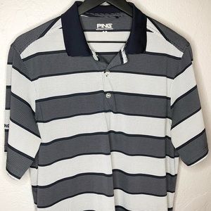 PING sensor cool striped golf polo shirt Size M